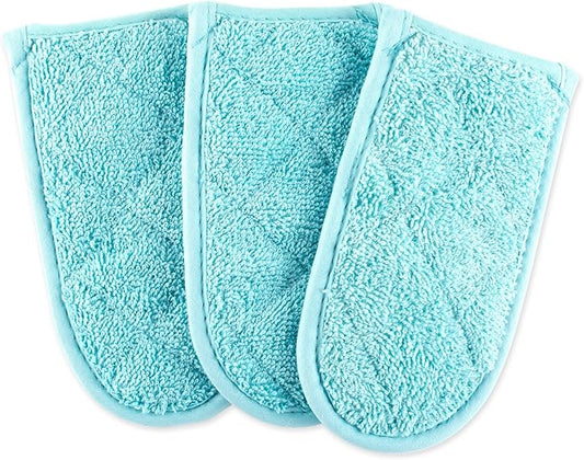 DII Basic Terry Collection Quilted 100% Cotton, Pan Handle, Aqua, 3 Piece