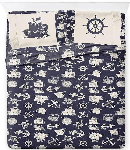 Jay Franco Kids Sheet Set with Fitted, Flat Sheets & Pillow Cover - Ultra-Soft Bedding with Pillowcase for Room Decor, Blue - One Piece, 4 Piece Full