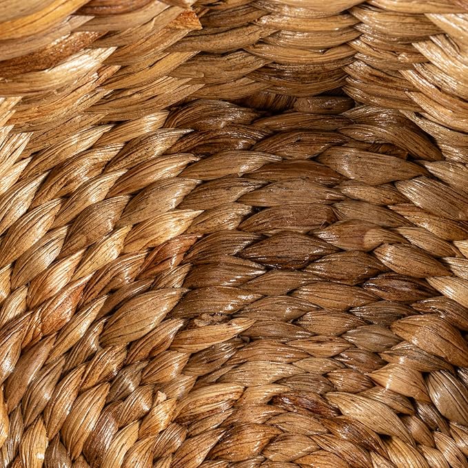 happimess BSK1004A-3SET Gouda Southwestern Hand-Woven Hyacinth Circular Nesting Wicker Storage Baskets with Wood Lids, Seagrass Container for Decoration in Bathroom, Bedroom, Closet,Natural (Set of 3)