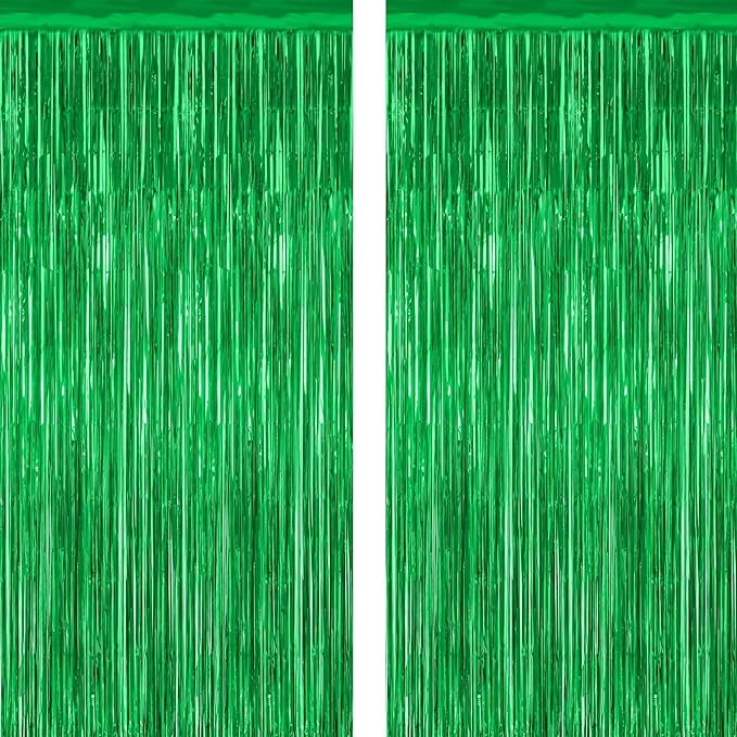 2 Pack Tinsel Backdrop, 3.28 FTx7.05 FT Green St Patricks Day Party Decorations, Metallic Backdrop Curtains Tinsel Curtains Streamer Backdrop, Party Supplies Wall Decor for St. Patricks Party Birthday