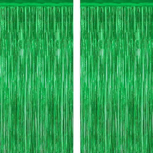 2 Pack Tinsel Backdrop, 3.28 FTx7.05 FT Green St Patricks Day Party Decorations, Metallic Backdrop Curtains Tinsel Curtains Streamer Backdrop, Party Supplies Wall Decor for St. Patricks Party Birthday