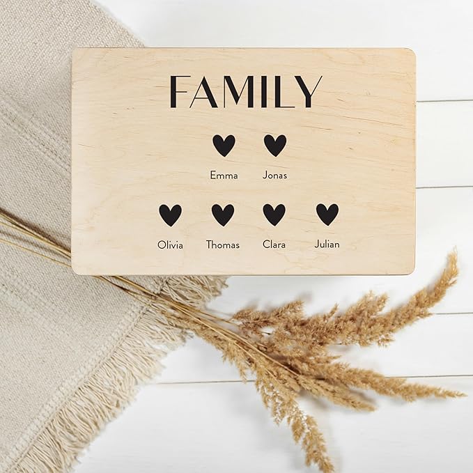 Creative Deco Personalized Wooden Storage Box Family Memory Box | 11.8x7.87x5.51in (+-0.5) | Multiple Choice | Hinged Lid Handles Engraving | Gift Box | Rough UNSANDED Keepsake Souvenir Chest