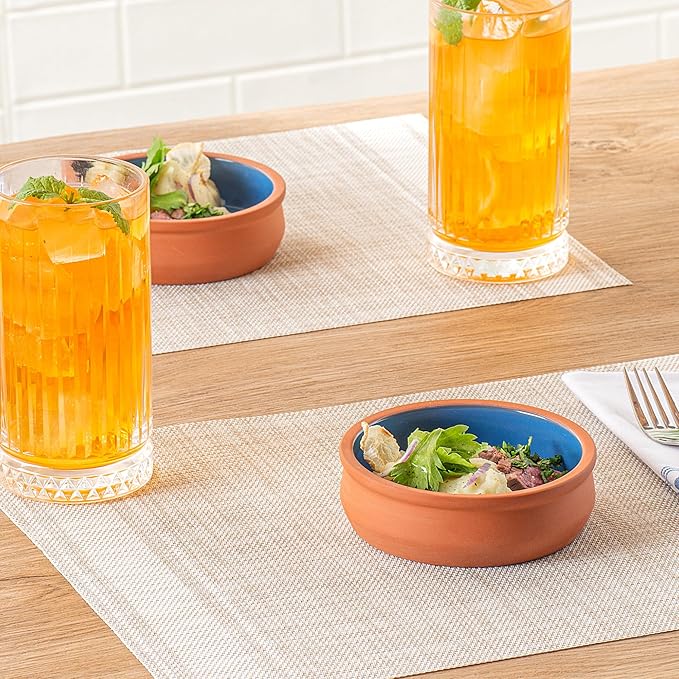Restaurantware Terracotta Cazuela Bowls 2 Pack of 9 oz Durable Rustic Serving Dish Glazed Oven-Safe Bowl Freezer-Safe Tapas Dish Microwave-Safe Dishwasher-Safe
