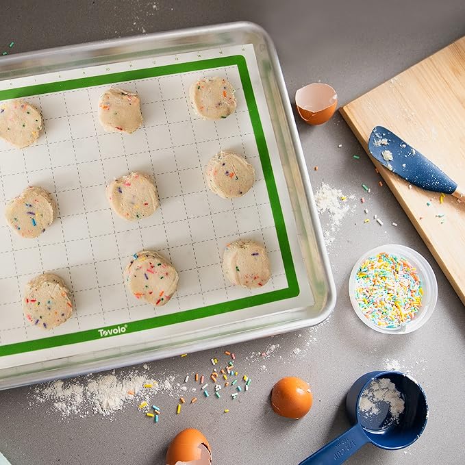 Tovolo TrueBake Silicone Baking Mat Half Sheet with Grid Lines for Baking Cookies Pastry Rolling Dough Cooking, Heavy Duty Heat Resistant Reusable Non Stick BPA Free Bakerware Liner Mat Oven Safe
