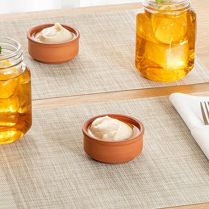 Restaurantware Terracotta Cazuela Bowls 2 Pack of 3 oz Durable Rustic Serving Dish Glazed Oven-Safe Bowl Freezer-Safe Tapas Dish Microwave-Safe Dishwasher-Safe