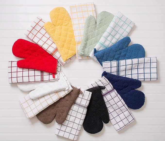 DII Basic Terry Collection Quilted 100% Cotton, Potholder, Blue, 3 Piece