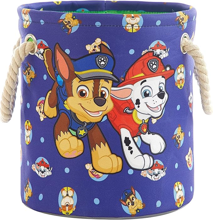 Paw Patrol 3 Piece Multi Size Fabric Nestable Toy Storage Basket Set, with Rope Carry Handles
