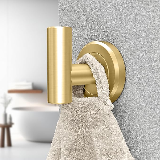 Gatco 4235 Latitude II, Robe Hook, Brushed Brass/Wall Mount 2.25" W Double Robe Hook, Towel Hook
