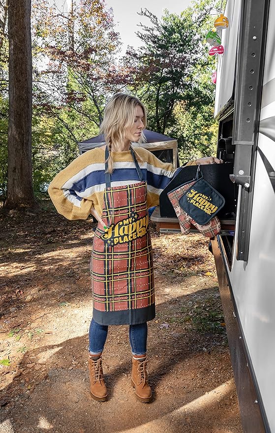 Camco Life is Better at The Campsite Apron, Red Plaid | Great for Baking, Cooking and Grilling | Adult Sizing (53121)