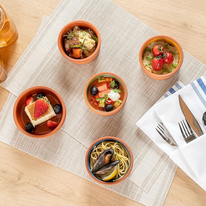 Restaurantware Terracotta Cazuela Bowls 2 Pack of 5 oz Durable Rustic Serving Dish Glazed Oven-Safe Bowl Freezer-Safe Tapas Dish Microwave-Safe Dishwasher-Safe