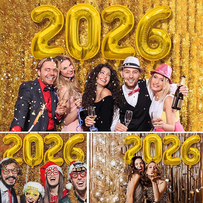 40 Inch 2026 Balloons Gold Foil Number Balloons for 2026 New Year Festival Celebration or Birthday Party Supplies Decorations,New Years Balloon 2026, New Years Eve Graduation Balloons Decorations