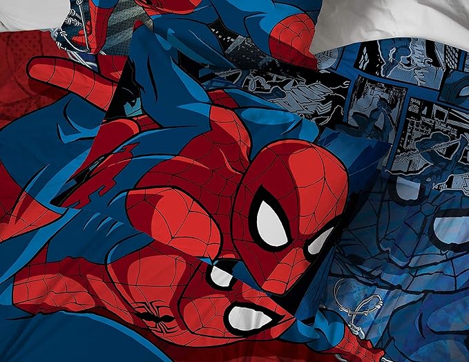 Jay Franco Marvel Spiderman Burst Throw 5-Piece Bundle-Includes Throw, Sheet Set
