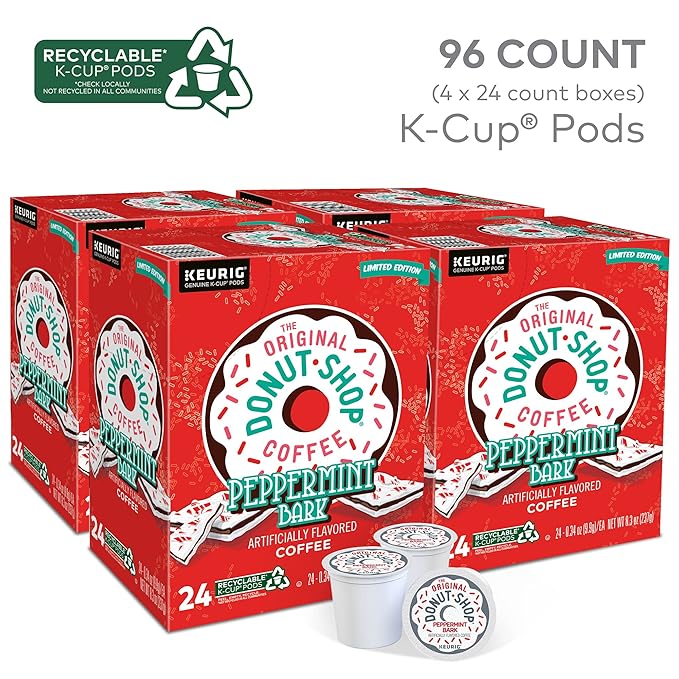 The Original Donut Shop Peppermint Bark Keurig Single-Serve K-Cup Pods, Light Roast Coffee, 96 Count