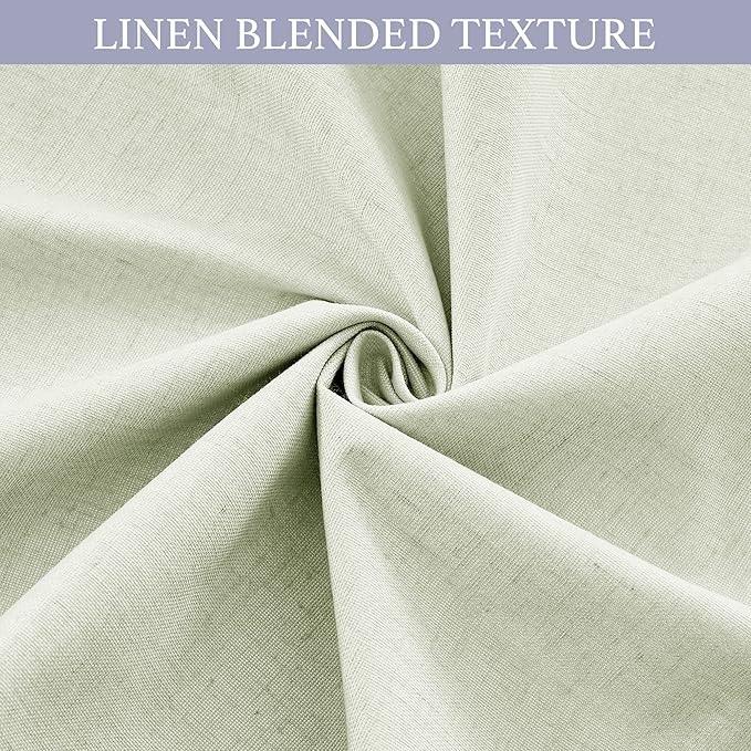 RYB HOME 100% Blackout Curtains for Sightlight Window, Linen Textured Blend Privacy Front Door Curtain Blinds for French Door Kitchen Living Room Doorway, W 12 x L 69 inch, Light Sage, 1 Panel