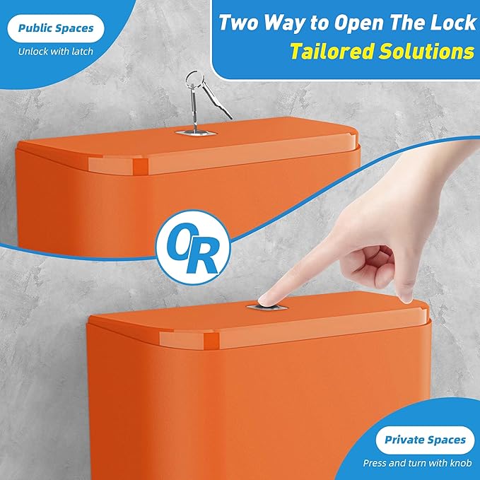 Commercial Paper Towel Dispenser Wall Mount with Lock 1 Pack,Universal Multifold Tri Fold Paper Hand Towel Holder,Compact Toilet Tissue Dispensers for Bathroom Kitchen Office (Orange)