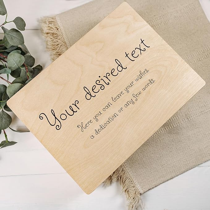 Creative Deco Personalized Wooden Storage Box Wish Text Box | 11.8x7.87x5.51in (+-0.5) | Mutiple Choice | Personalised Text | Hinged Lid Handles & Engraving | UNSANDED Keepsake Memory Souvenir