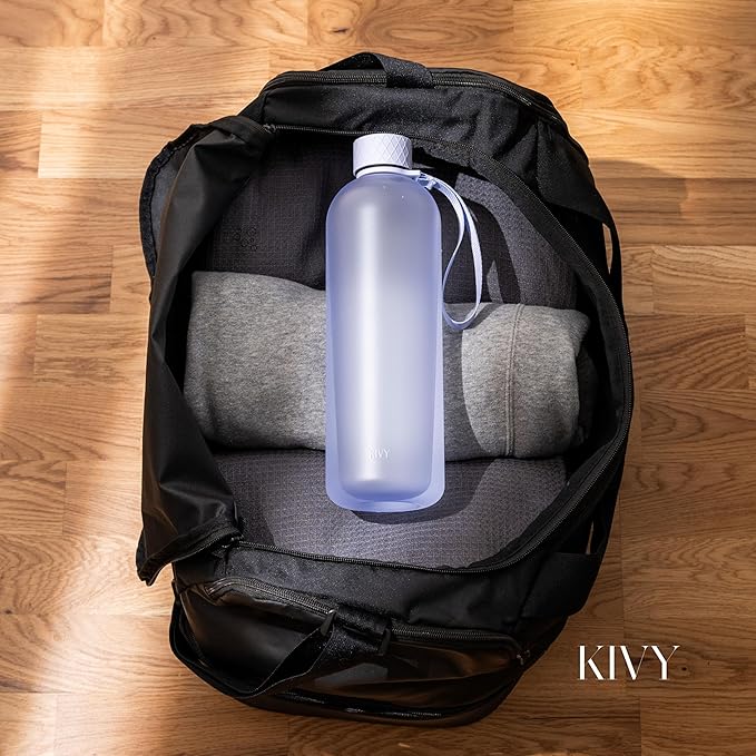 KIVY Large Water Bottle 50oz [Lightweight & Shatterproof] Fits Backpack & Cupholder for Travel, Sports, School - Extra large water bottle no straw - 1.5 Liter water bottles - 50oz Water bottle Blue