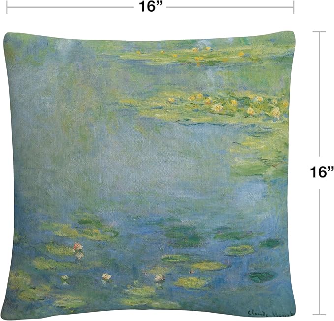 Trademark Fine Art AA00688-PIL1616 Monet 'Waterlilies' Decorative Throw Pillow, 16" x 16", Multicolor