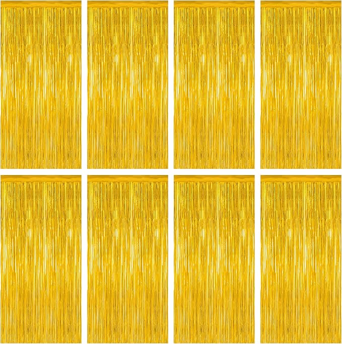 8 Pack 2026 Graduation Party Decorations, 3.28 FT x 7.05 FT Gold Backdrop, Metallic Graduation Photo Backdrop Grad Foil Curtains Party Streamer, Class of 2026 Decorations Grad Decor