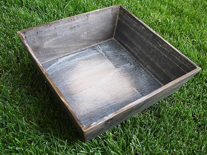 Admired By Nature Wooden Rustic Tray Box - for Plants, Home Decor, Organization, Storage, Table Decor, Kitchens, Indoor Outdoor - Stained Brown