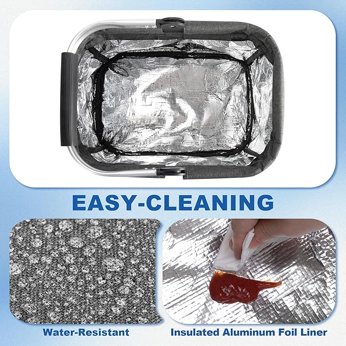 PGmoon Cleaning Caddy Organizer with Handle, Cleaning Tote Bag with Multiple Pockets for Cleaning Supplies, Products Storage, Housekeepers, Car Cleaning, Grey