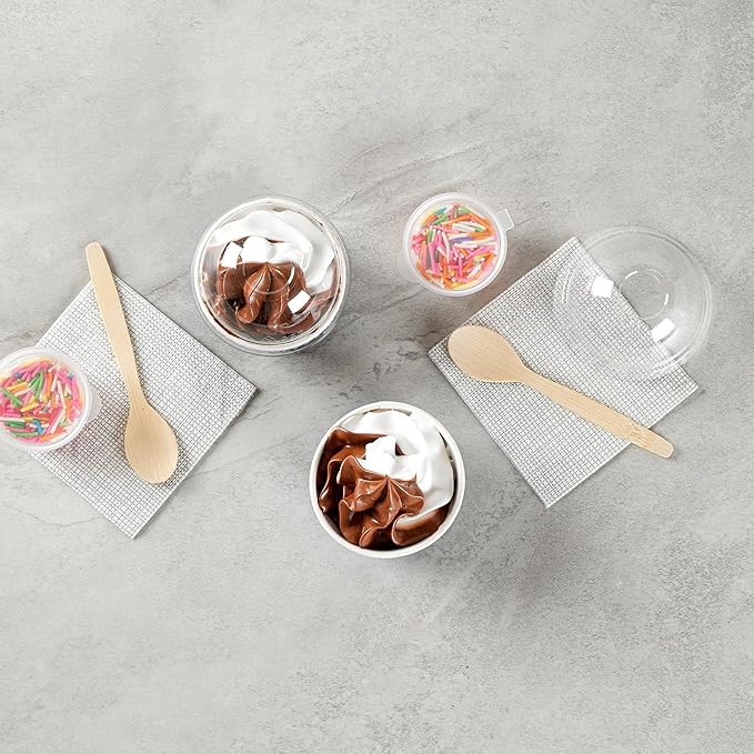 Restaurantware Coppetta 4-Ounce Dessert Cups, 200 Disposable Ice Cream Cups - Lids Sold Separately, Heavy-Duty, Frenchie Paper Frozen Yogurt Bowls, For Hot And Cold Foods