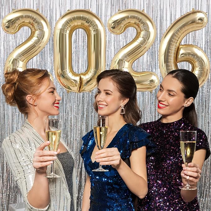 2026 Champagne Gold Balloons, 40" Large Champagne Gold 2026 Balloons Helium Mylar Foil Balloons for 2026 New Year Christmas Graduation Party Decoration