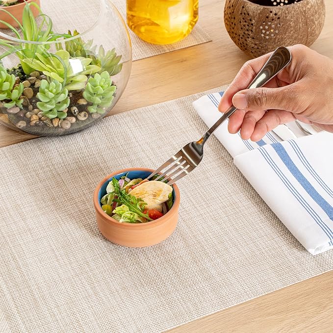 Restaurantware-Terra Tek 2.7 Ounce Terracotta Cazuelas, 2 Blue Glazed Clay Pots For Cooking - Oven-Ready, Microwavable, Terracotta Serving Pots, Dishwashable, For Cooking And Serving