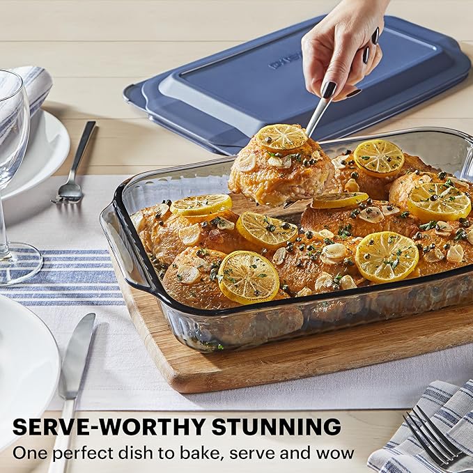 Pyrex Colors Tinted (4-PC Full Set) Glass Baking Dish with BPA-Free Lid, Oblong Bakeware Glass Pan For Casserole & Lasagna, Dishwasher, Freezer, Microwave and Pre-Heated Oven Safe, Smoke