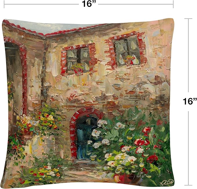 Trademark Fine Art Rio 'Tuscany Courtyard' 16" X 16" Decorative Throw Pillow
