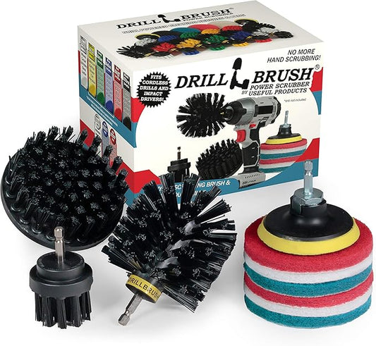 Household Cleaning Power Scrubber for Cordless Drill- Electric Spin Scrubber Set - Grill Brush and Pad Scrubbing Set - Rust Remover - Griddle Cleaning Kit - Backyard Accessories Cleaner - Industrial
