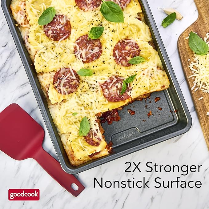 GoodCook PRO Oblong Baking Pan Nonstick Warp & Scratch-Resistant Dishwasher-Safe Carbon Steel Construction for Even Baking Oven Safe to 480°F, 9 x 13-Inch, Gray