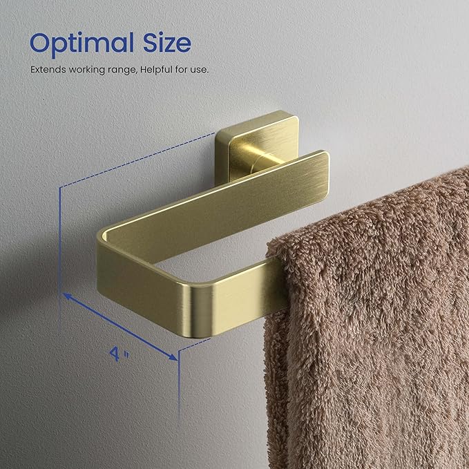 KIBI Blaze 10-Inch Bathroom Towel Bar – Solid Brass, Wall Mounted Hand Towel Holder, Sleek Modern Design, Rust-Resistant, Perfect for Bathroom, Vanity & Kitchen Sink Area (Brushed Gold) (KBA16)