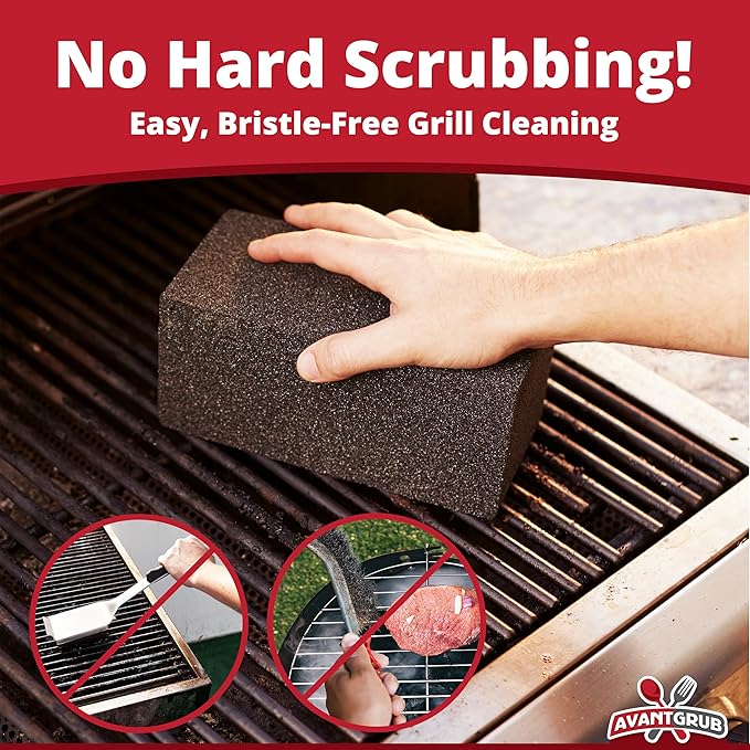Heavy Duty Grill Cleaning Brick 1 Pack. Commercial Grade Pumice Stone Tool Cleans & Sanitizes Restaurant Flat Top Grills or Griddles. Remove Grease Stains and Dirt Without Harsh Chemicals or Abrasives