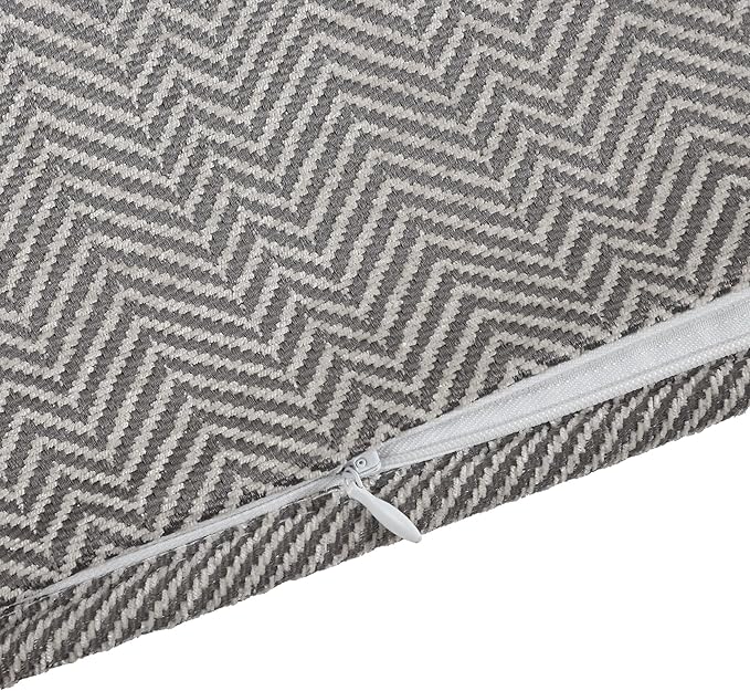 HiEnd Accents Chenille Herringbone Buckle Detailed Lumbar Pillow, 14x36 inch, Taupe, Timeless Classic Modern Rustic Woven Tweed Luxury Bedding Pillow Covers