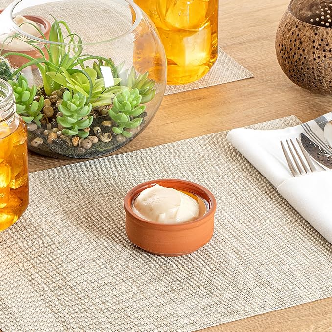 Restaurantware Terracotta Cazuela Bowls 2 Pack of 3 oz Durable Rustic Serving Dish Glazed Oven-Safe Bowl Freezer-Safe Tapas Dish Microwave-Safe Dishwasher-Safe