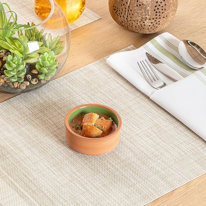 Restaurantware Terracotta Cazuela Bowls 2 Pack of 3 oz Durable Rustic Serving Dish Glazed Oven-Safe Bowl Freezer-Safe Tapas Dish Microwave-Safe Dishwasher-Safe