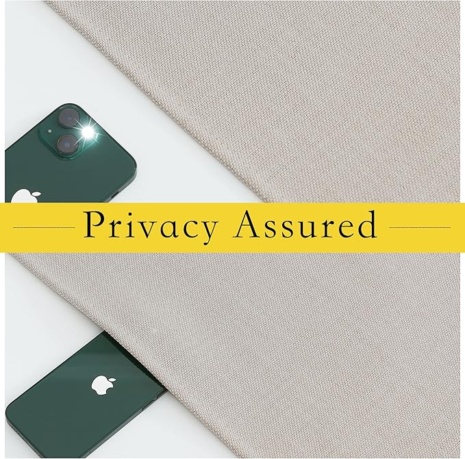 NICETOWN Small French Door Curtains with Self Adhesive Hooks, Thermal Insulated Faux Linen Blackout Door Curtains for Glass Multimedia Classroom Office (8W x 36L, 1 Panel, Angora)