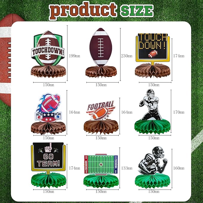 Football Party Decorations for Super Game Bowl 2026 - Game Day Honeycomb for Table Centerpiece | Football Party Decorations Favors Supplies Indoor Outdoor - Holiday Birthday Party Decor for Table Home
