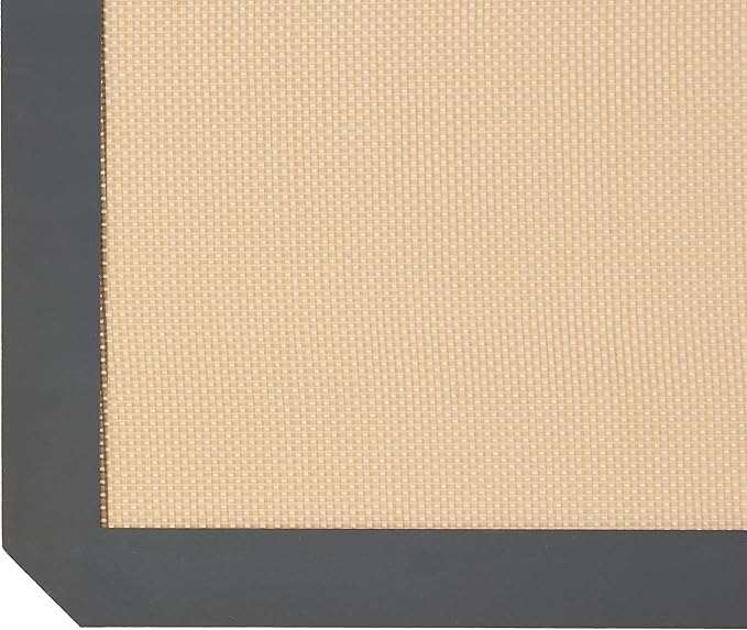 Amazon Basics Rectangular Non-Stick Silicone Baking Mat, Food Safe, Heat Resistant, 9"x13", 9.9"x14.8", and 16.5"x11.6", Beige/Gray, Pack of 3