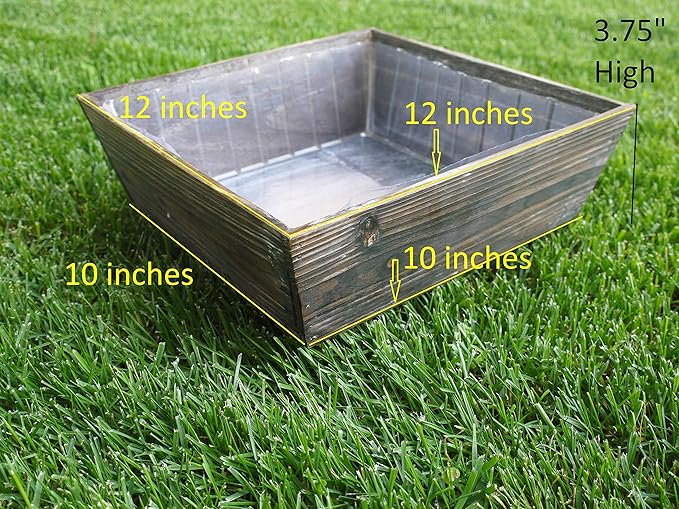 Admired By Nature Wooden Rustic Tray Box - for Plants, Home Decor, Organization, Storage, Table Decor, Kitchens, Indoor Outdoor - Stained Brown