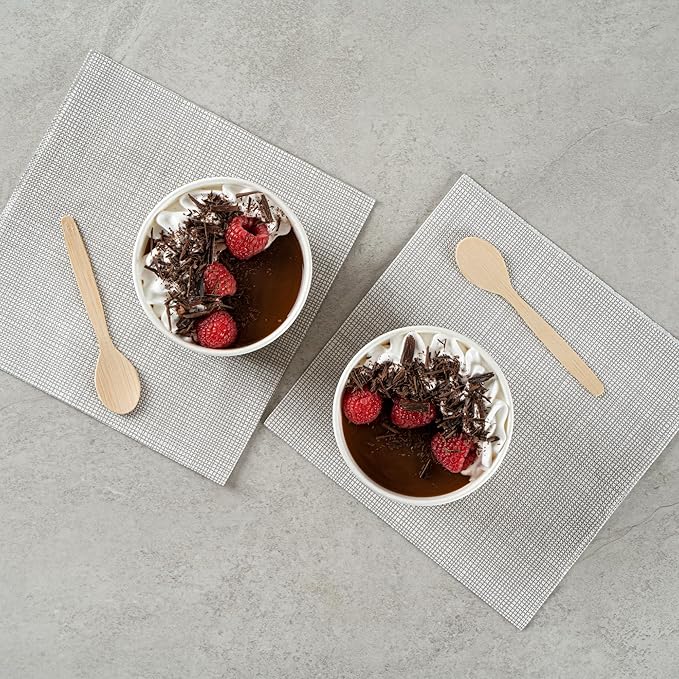Restaurantware Coppetta 12 Ounce Dessert Cups, 50 Disposable Ice Cream Cups - Lids Sold Separately, Sturdy, Plaid Paper FroYo Bowls, For Hot And Cold Foods, Perfect For Gelato Or Mousse