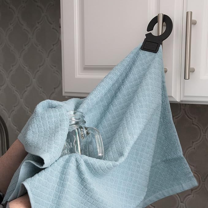 Ritz Premium Hook and Hang Towel, (2-Pack), 18" x 28", Long-Lasting Durable Rubber Hook, Highly Absorbent Super Soft Hand Cloths for Kitchen, Bathroom, Laundry Room, Dew