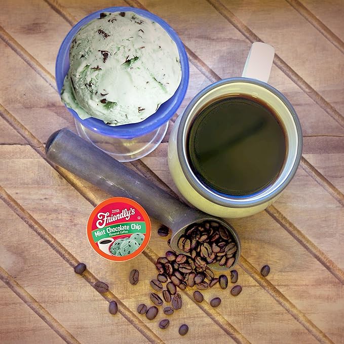 Friendly's Chocolate Mint Ice Cream Flavored Coffee Pods for Keurig K Cup Brewers, Mint Chocolate Chip, 40 Count (Pack of 1)