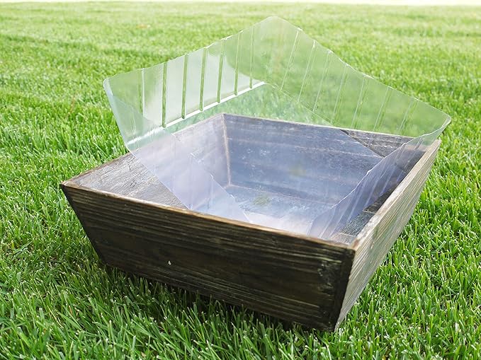 Admired By Nature Wooden Rustic Tray Box - for Plants, Home Decor, Organization, Storage, Table Decor, Kitchens, Indoor Outdoor - Stained Brown