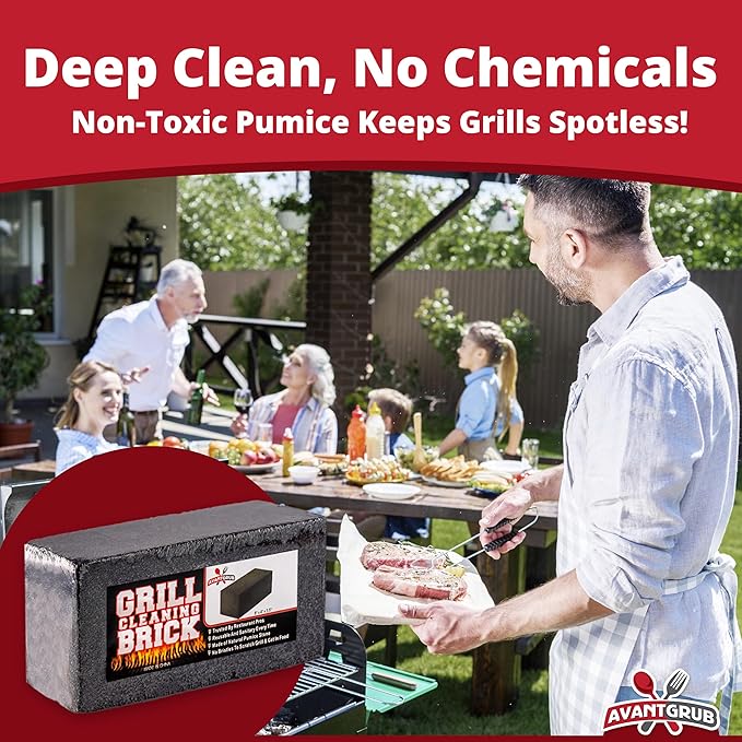 Commercial Grade Grill Cleaning Brick Bulk 24 Pack by Avant Grub. Pumice Stone Cleaner Tool Cleans and Sanitizes Restaurant Flat Top Grills or Griddles Effectively Without Harsh Chemicals or Abrasives