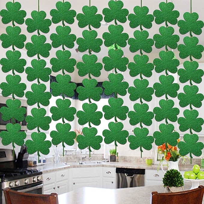 GOER St. Patrick's Day Shamrock Decorations,12 Pcs Hanging Swirls for St. Patrick's Day Party Supplies