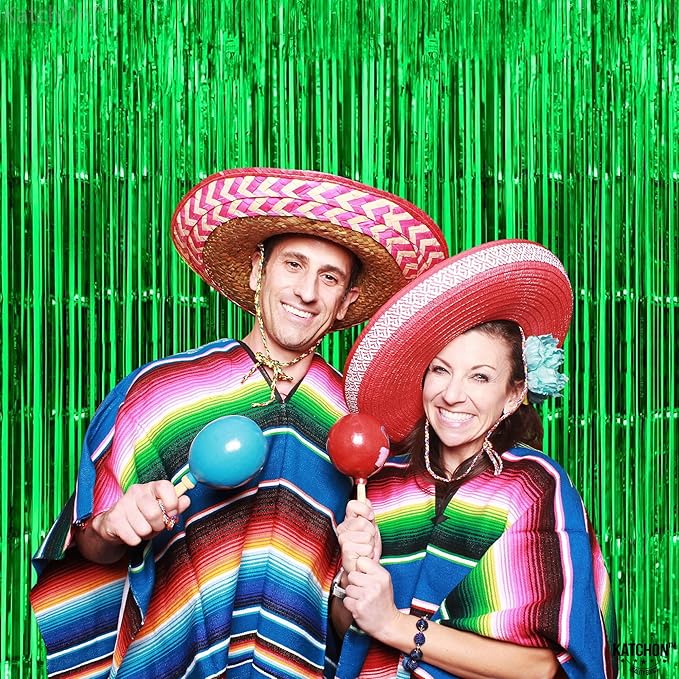 KatchOn, Green Streamers - Pack of 2 | Golf Party Decorations Fringe Backdrop Curtain for Graduation Decorations 2026 | Mexican Fiesta Jungle Party Dinosaur Birthday Safari Party Decorations, Football