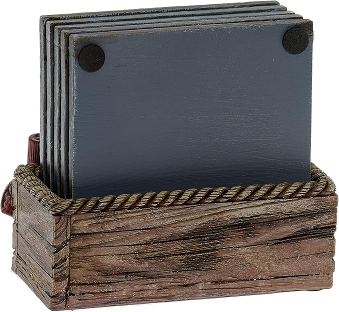 Pine Ridge Buckshot Absorbent Coaster Set with Holder - Table Coasters Home Decors for Drinks - Rustic Turkey Hunter Country Coaster Decoration