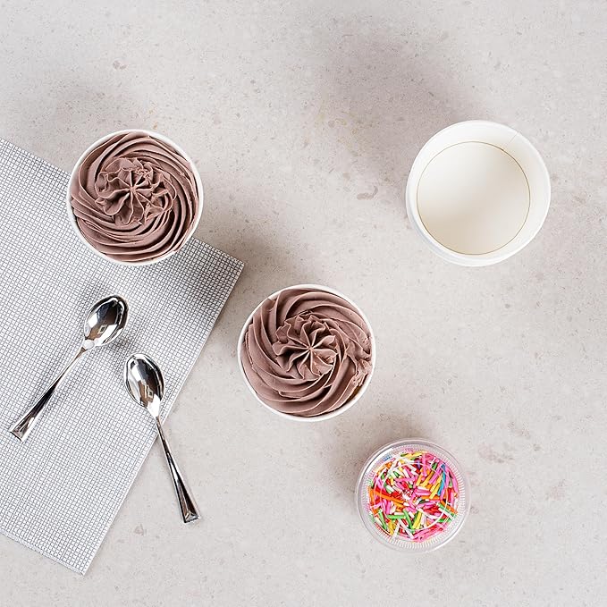 Restaurantware White 3 Count To Go Cup Disposable 3 x 3 x 1.8 Inches Paper Mini Cup Grease-Resistant Cup Recyclable Durable Design